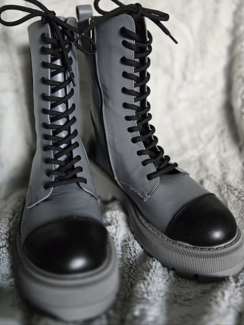 lukka Black Lace-Up Platform Combat Boots Size 7